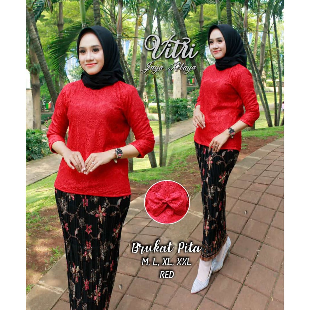 set kebaya brukat blouse pita new