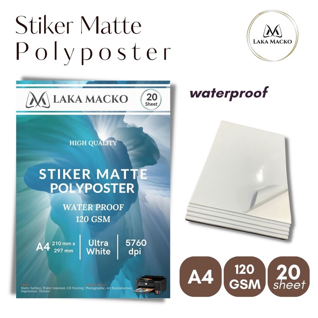 

Kertas Sticker Polyposter Matte , WP Plastik , Kertas Stiker Water Proff , Sticker Paper A4 Matte
