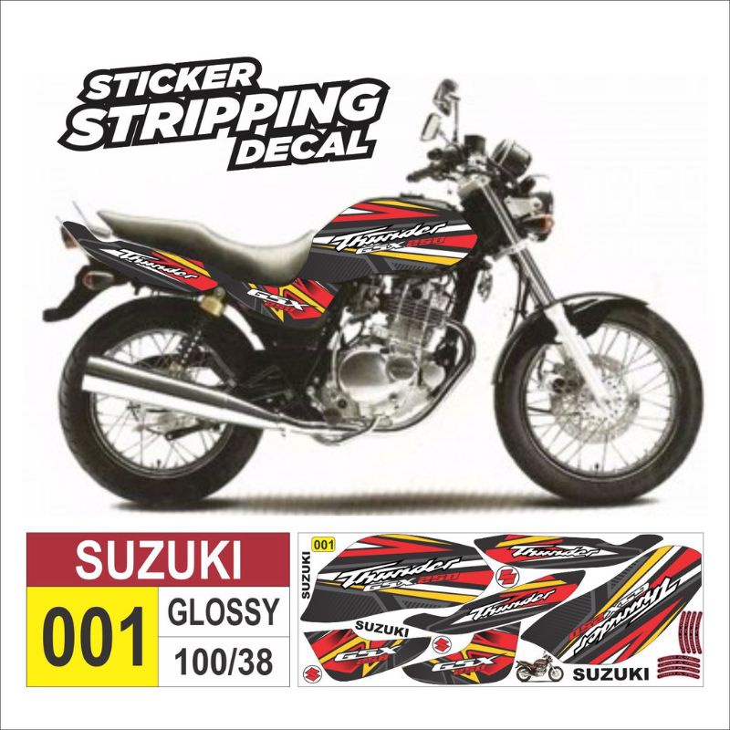 Sticker Decal Striping Suzuki Thunder 250 GSX Tahun 2000 Variasi QLA 01
