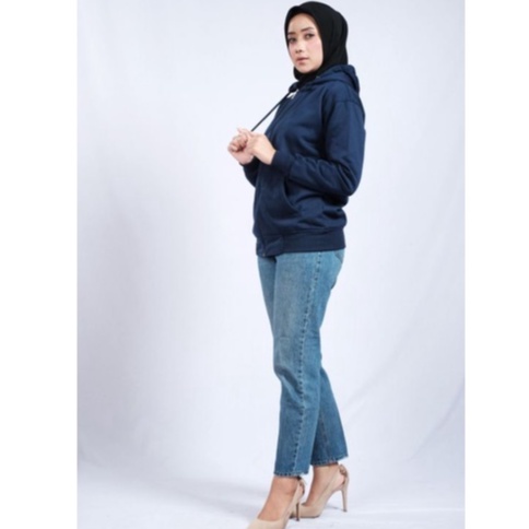 Jaket Sweater Hoodie Zipper polos Pria dan wanita