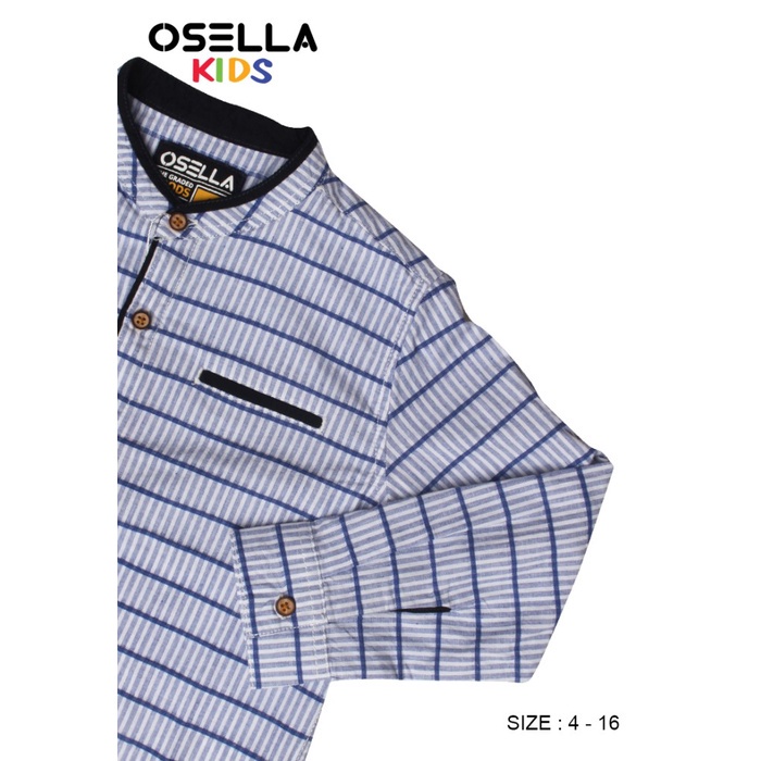 Osella Baju Anak Laki-Laki Kemeja Lengan Panjang Koko Stripe Blue-2