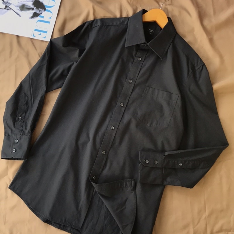 G2000 Original Kemeja Pria Lengan Panjang Hitam Polos Second Branded