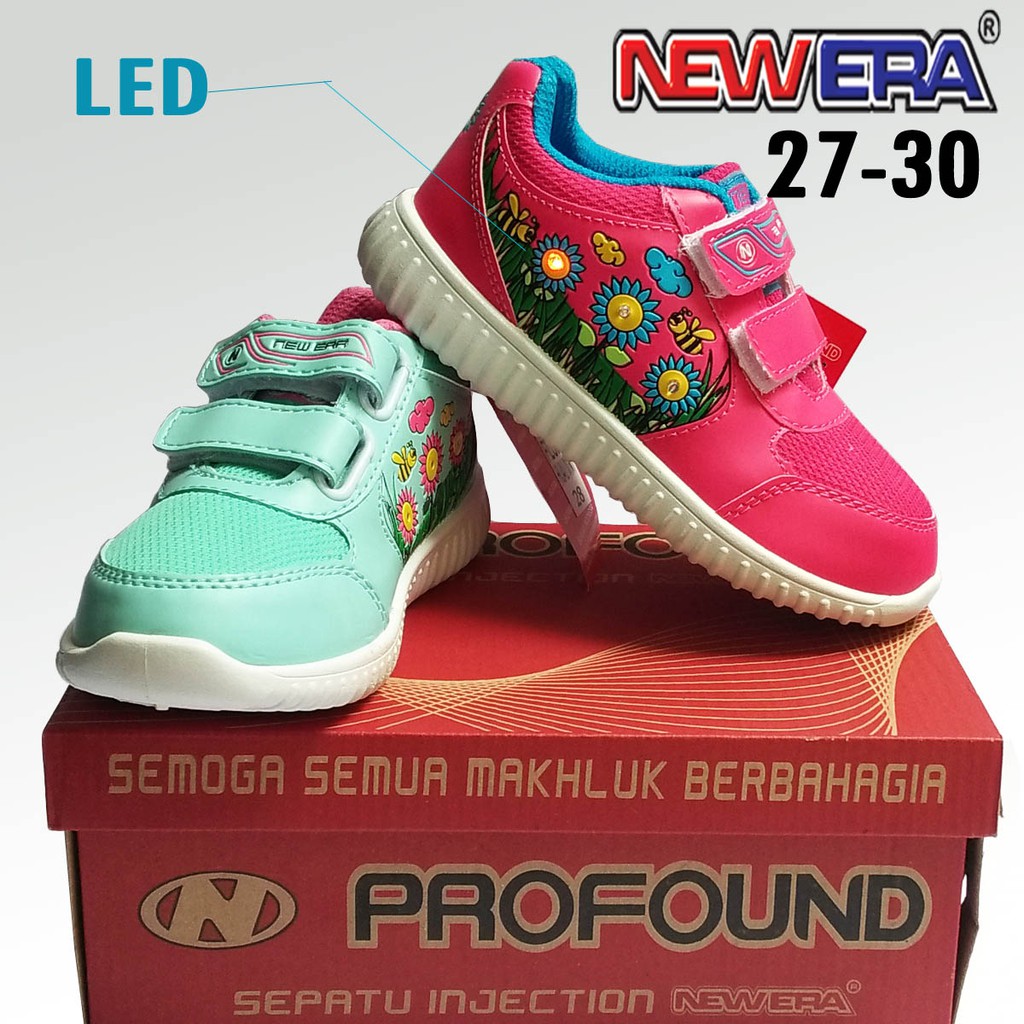  SEPATU  ANAK  LAMPU ORIGINAL NEW  ERA  FLORA SEPATU  ANAK  TK 