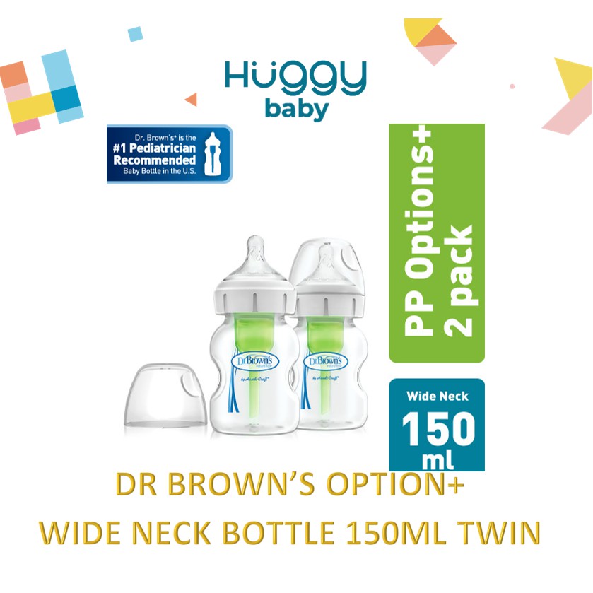 Dr Brown's Option+ Plus WIde Neck Bottle Botol Susu 150ml Twin (isi 2) - 52600 Twin