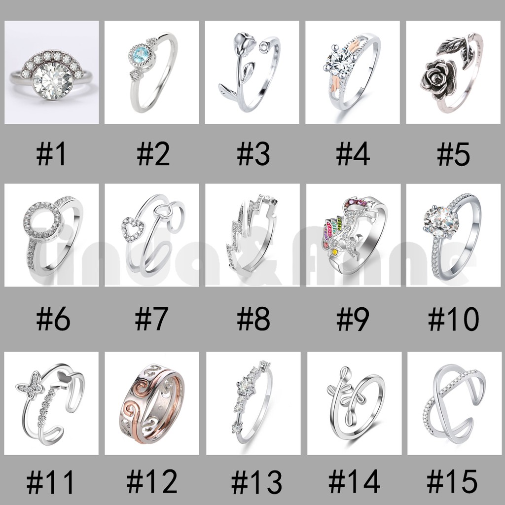 Terbaru Perak Cincin Wanita Kualitas tinggi Berlian Ring Kasual / Cincin Jari Aneka Wanita