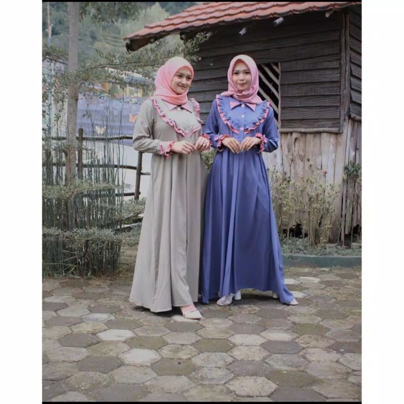 (COD) (HOT PRODUK)  TERMURAH GAMIS KIMMY DEWASA / Gamis Moscrape Premium / Prita maxi/ lilla maxi-4