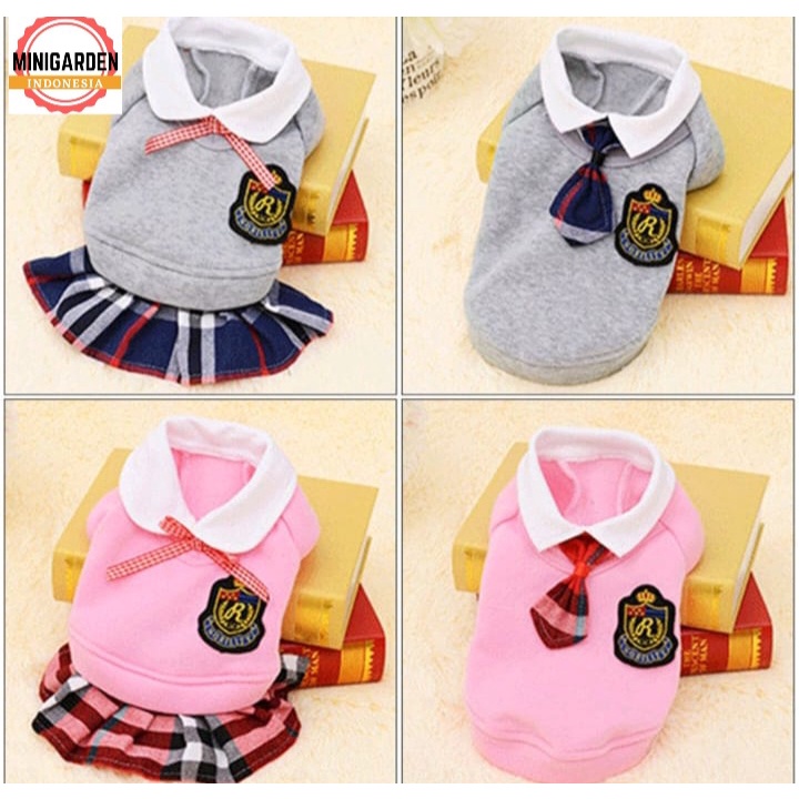 PET CLOTHES SERAGAM SEKOLAH baju hewan motif uniform kostum anjing