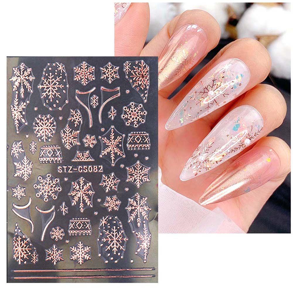 MXBEAUTY Stiker Kuku Natal Wanita Fashion Cinta Hati Manikur Aksesoris Snowman Nail Art Dekorasi