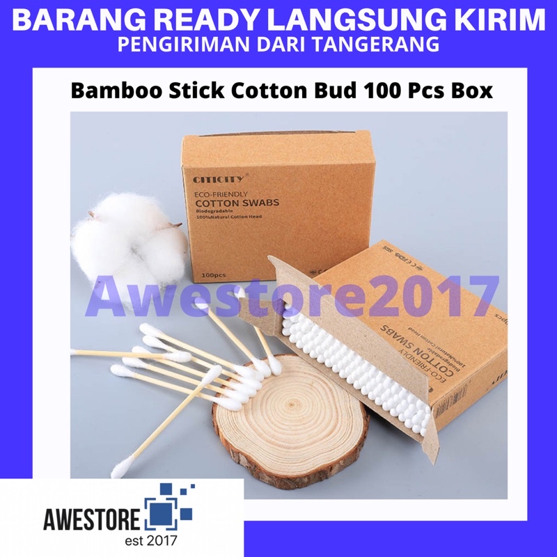 Cotton Bud Bamboo Stick Bambu Swab Kayu Korek Kuping Pembersih Telinga