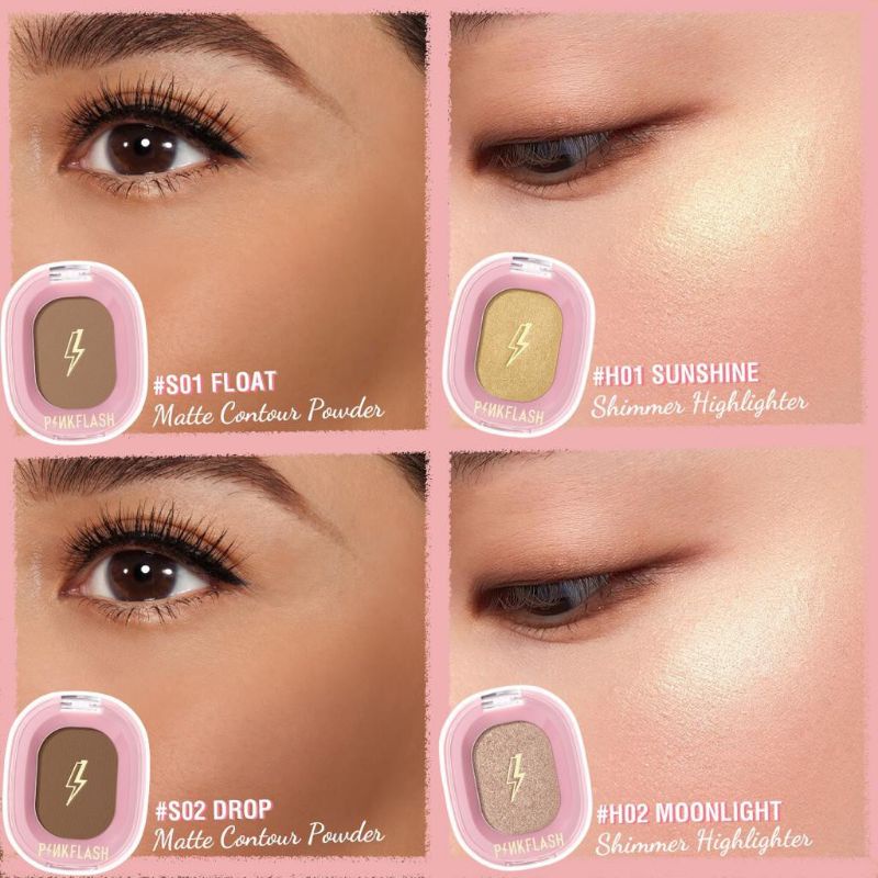 PINKFLASH Shimmer Highlighter &amp; Matte Countour Powder Bagus Tahan Lama