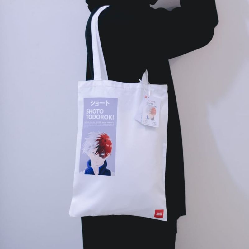 (SALE) Tote Bag Kanvas Anime My Hero Academia / Todoroki Shoto / Midoriya Izuku Rage Totebag Hitam / Totebag resleting