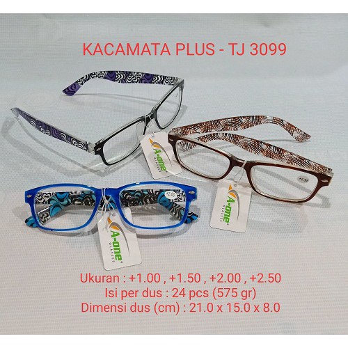 Kacamata Baca Plus (+) TJ-3099 Pria / Wanita +1.00, +1.50, +2.00, +2.5