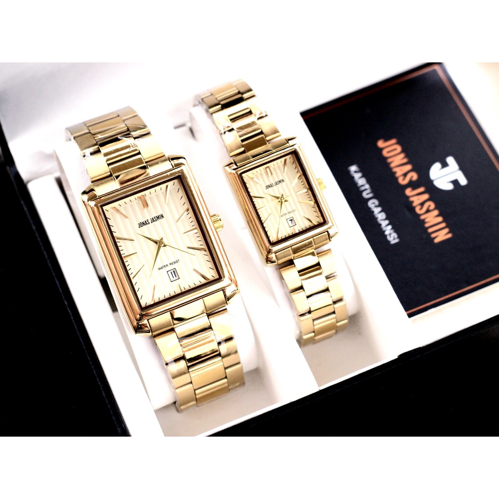 Jam Tangan Fashion Couple W31508K Tali Rantai Tanggal Aktif Free Box &amp; Baterai