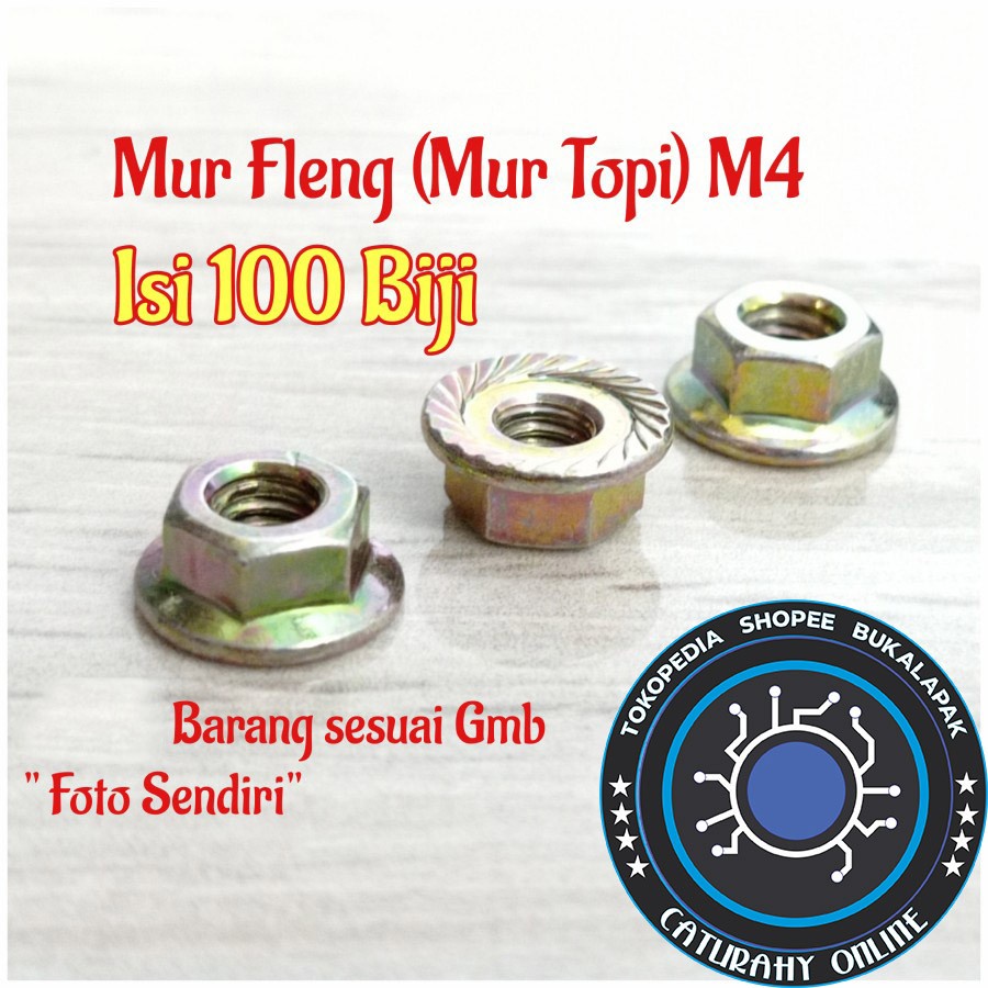 Mur Fleng m4 mur topi 100 biji kunci 7
