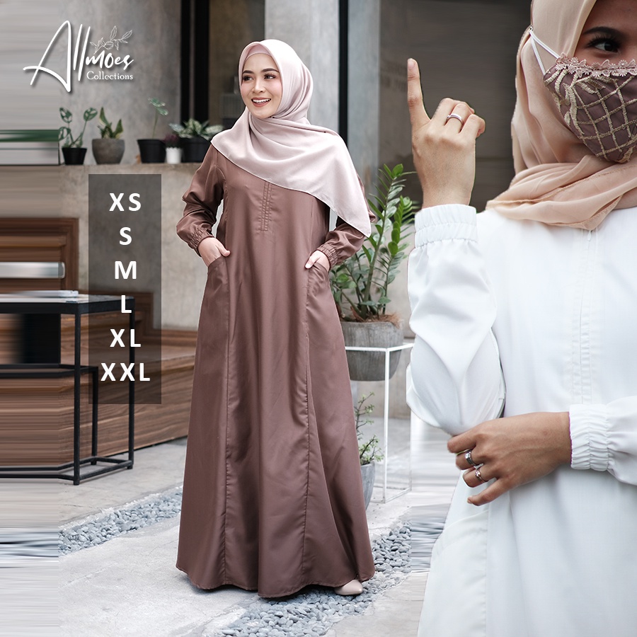 gamis dress polos syari pakaian muslim wanita mikaila katun toyobo adem murah