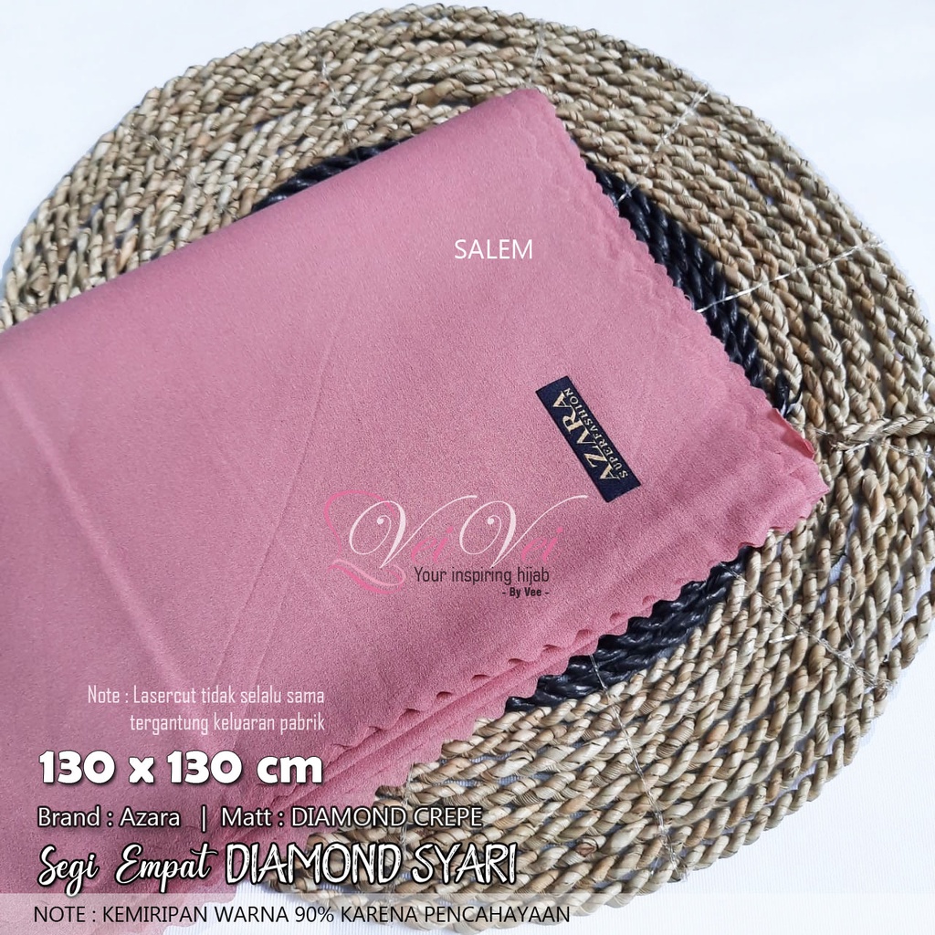 [ 130 x 130 cm] DIAMOND CREPE LASER - JILBAB SEGI EMPAT SYARI JUMBO AZARA-SALEM