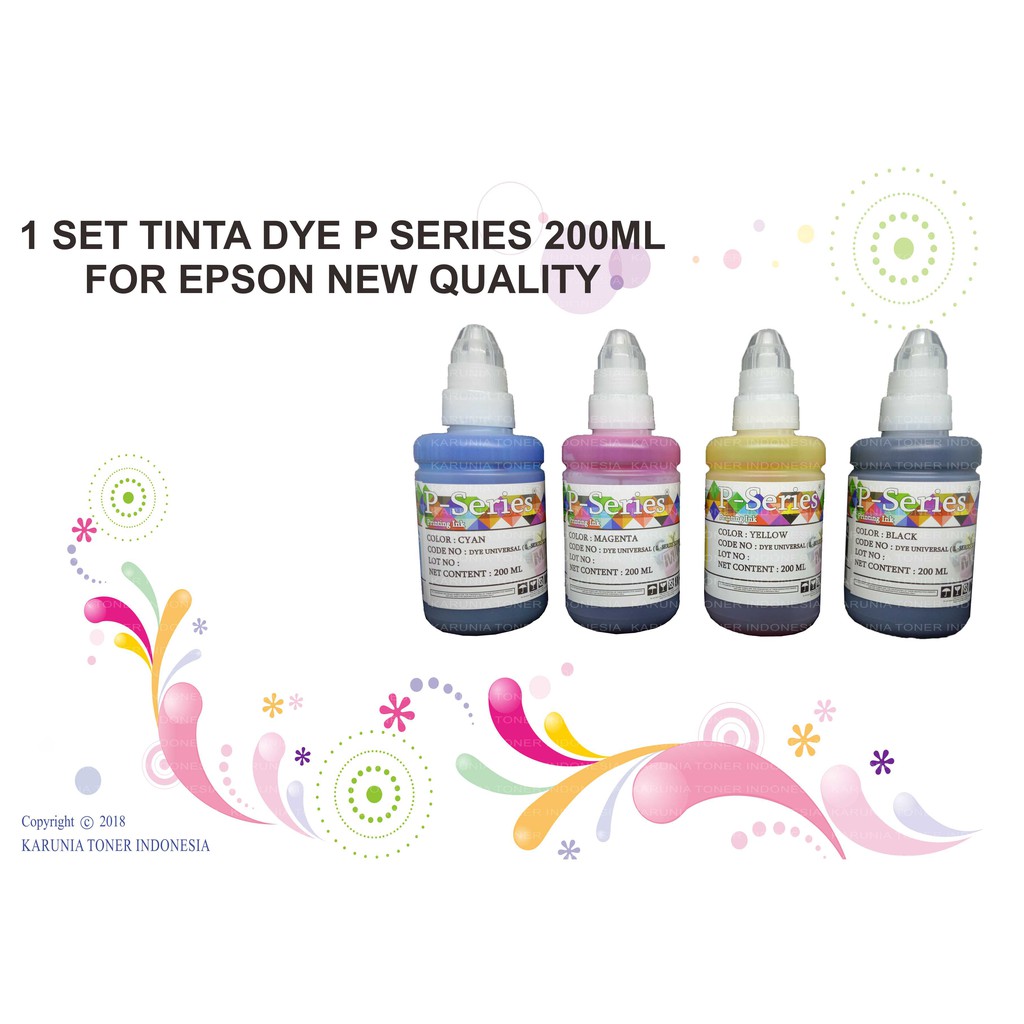 1 SET TINTA DYE P SERIES 200ML FOR EPSON NEW QUALITY