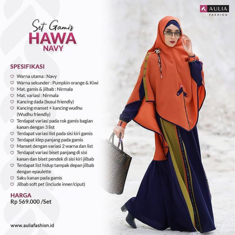 SET GAMIS SYARI TERBARU AULIA FASHION "HAWA NAVY" GAMIS BAHAN NIRMALA DESAIN SIMPLE DAN ELEGAN