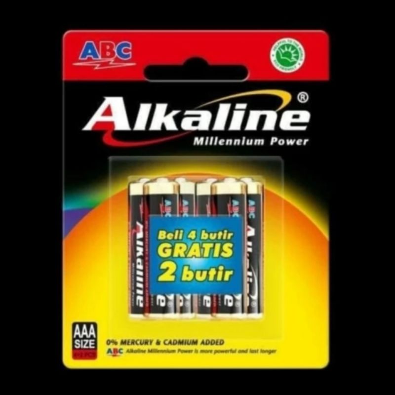 Baterai ABC Alkaline AAA Isi 6 Buah Baterai Alkaline AAA