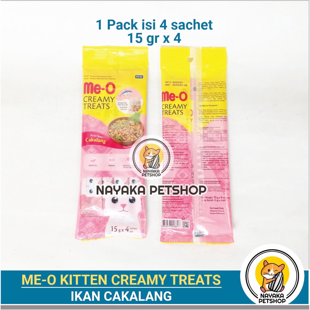 Meo Creamy Cakalang 60 gr Treats Cemilan Kucing Snack Cat Food