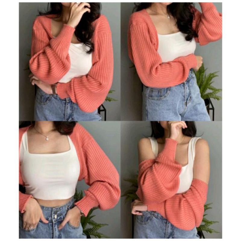 CARDIGAN BOLERO CROP / OUTWEAR KNIT PREMIUM / LIAM OVERSIZE CROP CARDIGAN