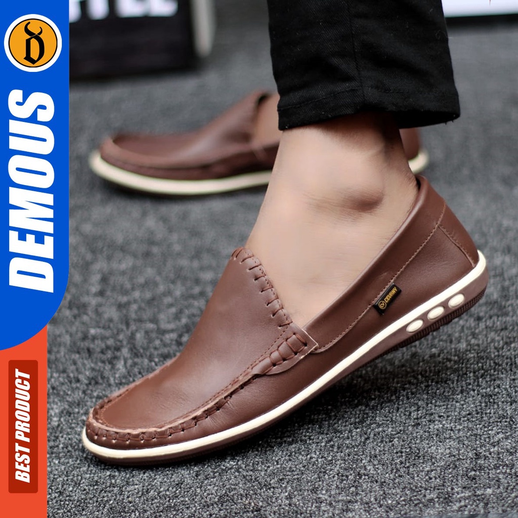 DEMOUS Myth - Sepatu Casual Slip On Kerja Pria Kulit Asli