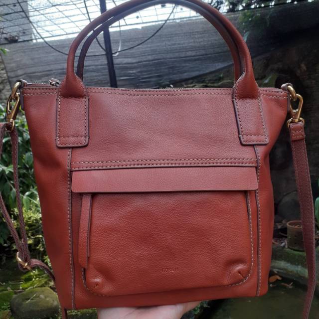 Fossil Aida Satchel Brown Medium