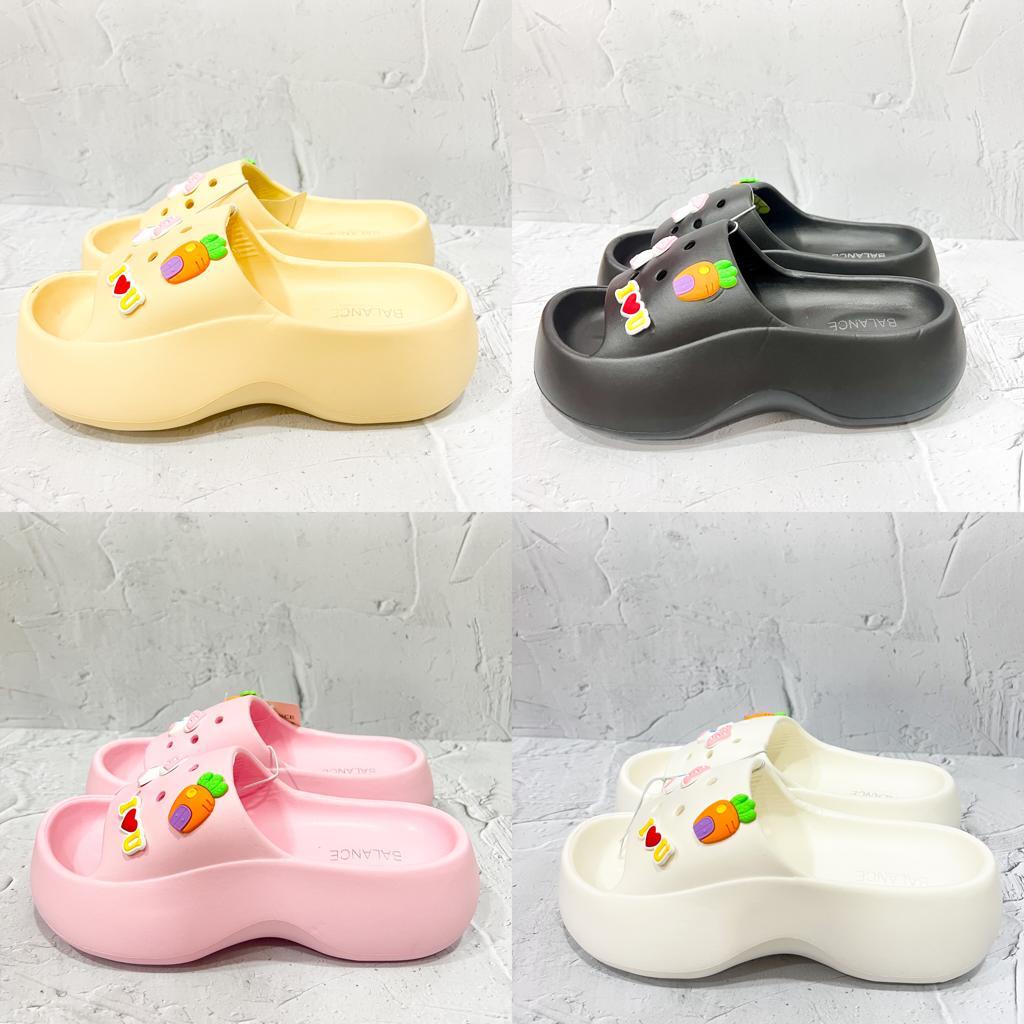 Sandal Fuji / Sandal Wanita Jelly Wedges Platfrom Tebal Dengan Jibbitz Terbaru Import Balance 7002