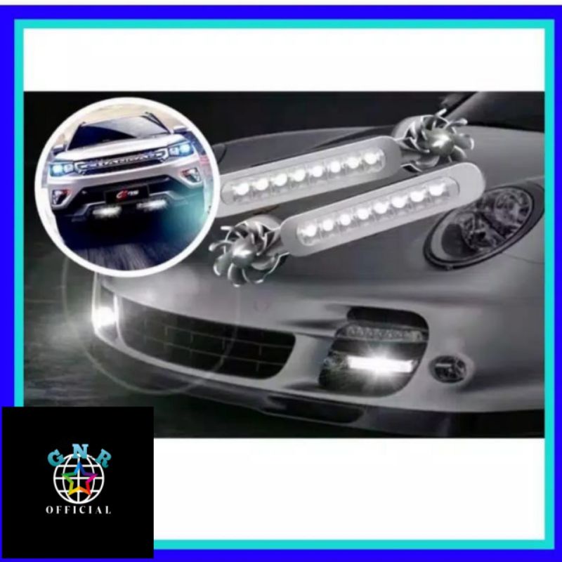 LAMPU LED KIPAS DRL MOBIL DRL MOTOR 8 TITIK UNIVERSAL FOG LED LAMP