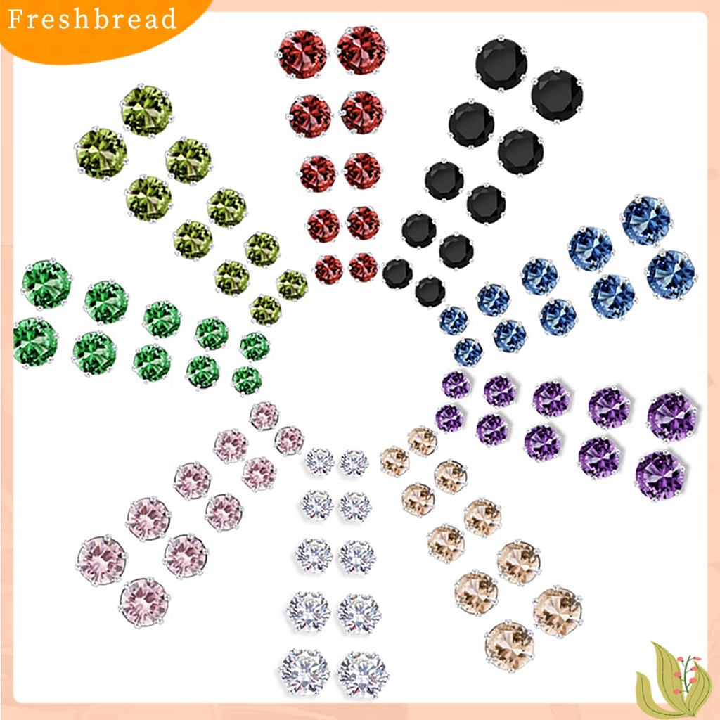 [TERLARIS]12 Pairs Earrings Exquisite Lovely Design Cubic Zirconia Brilliant Jewelry Ear Studs for Dating