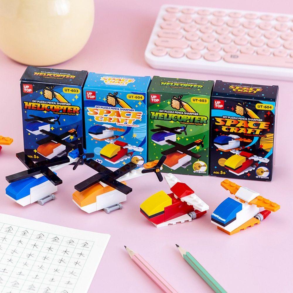 Lanfy Pengasah Pensil 2Pcs Plastik Fighter Helikopter Kartun Perlengkapan Sekolah