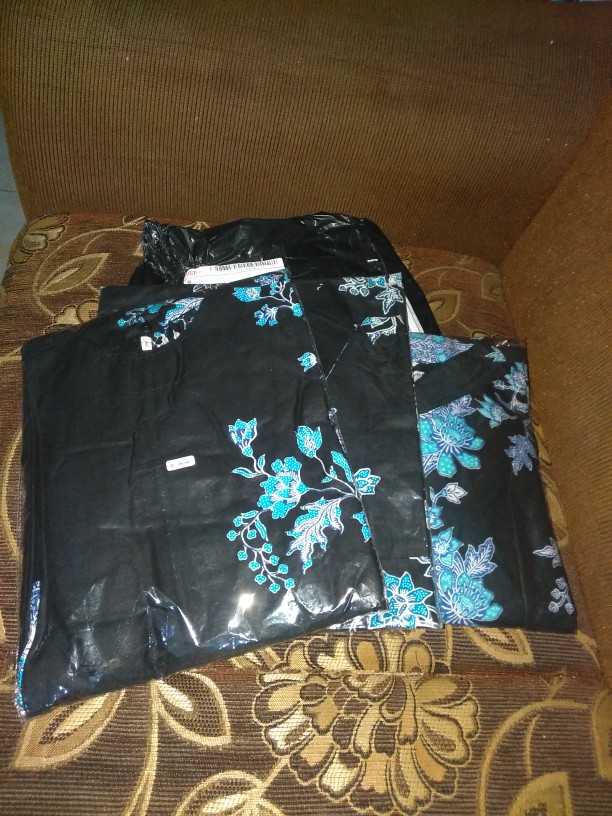 Batik Couple Batik Keluarga Modern - Bisa Cod Motif Sakura Biru