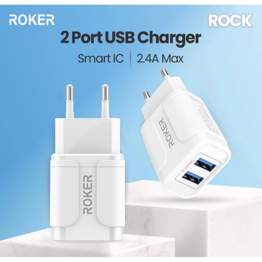 BATOK CHARGER ROKER ROCK RK-C09 2USB 2.4A - ADAPTOR CHARGER PERPCS