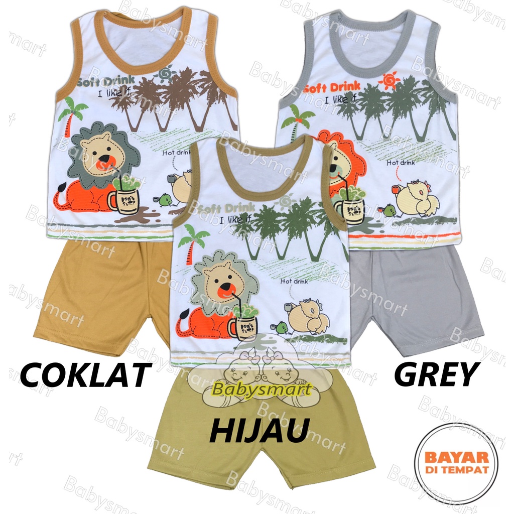 Babysmart - Setelan Kaos Oblong Bayi / Anak KUTUNG PUTIH Motif SINGA MAKAYLA umur 3 - 18 bulan