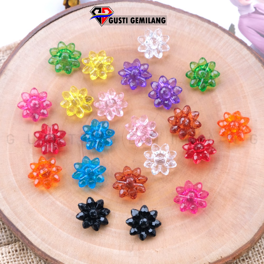 Isi 6pcs Bros Bunga Craft Bening Lubang Tengah Wanita 20mm
