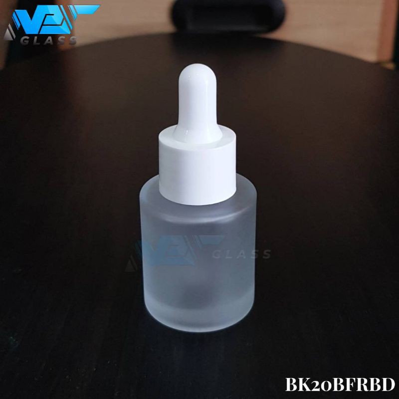 botol pipet kaca 20ml frosted bahu datar bening