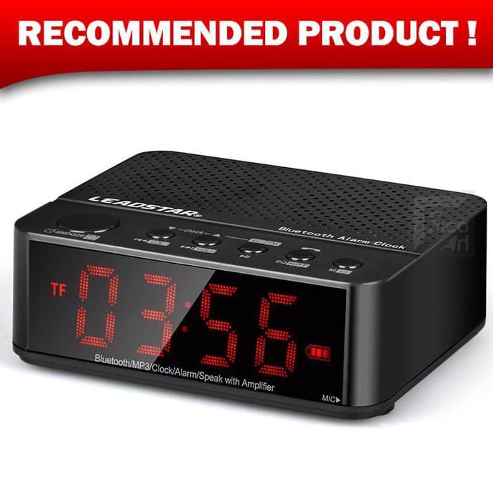 Speaker Mini Bluetooth + Radio FM + Jam Meja + Jam Weker Digital - Hitam