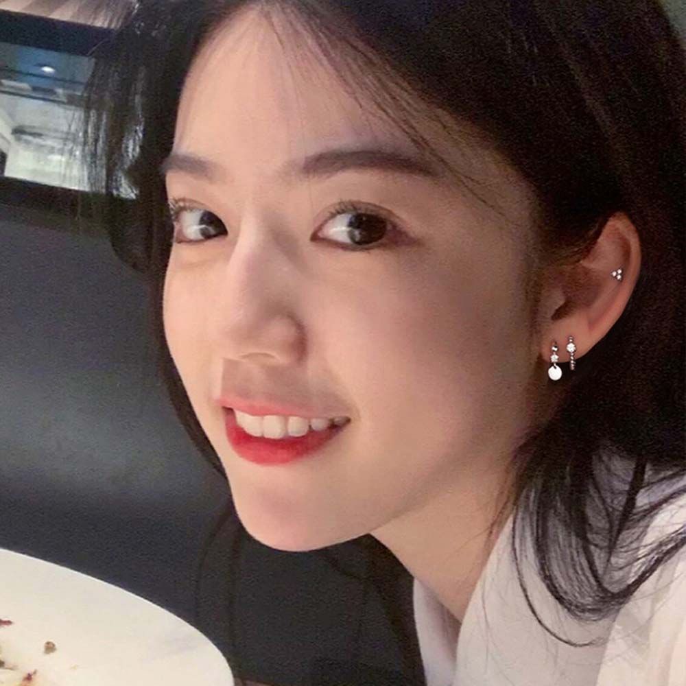 Needway  Personality Circle Ear Buckles Temperament Fashion Jewelry Hoop Earrings Round Shape Trend Korean Geometric Hexagonal Simple Ear studs