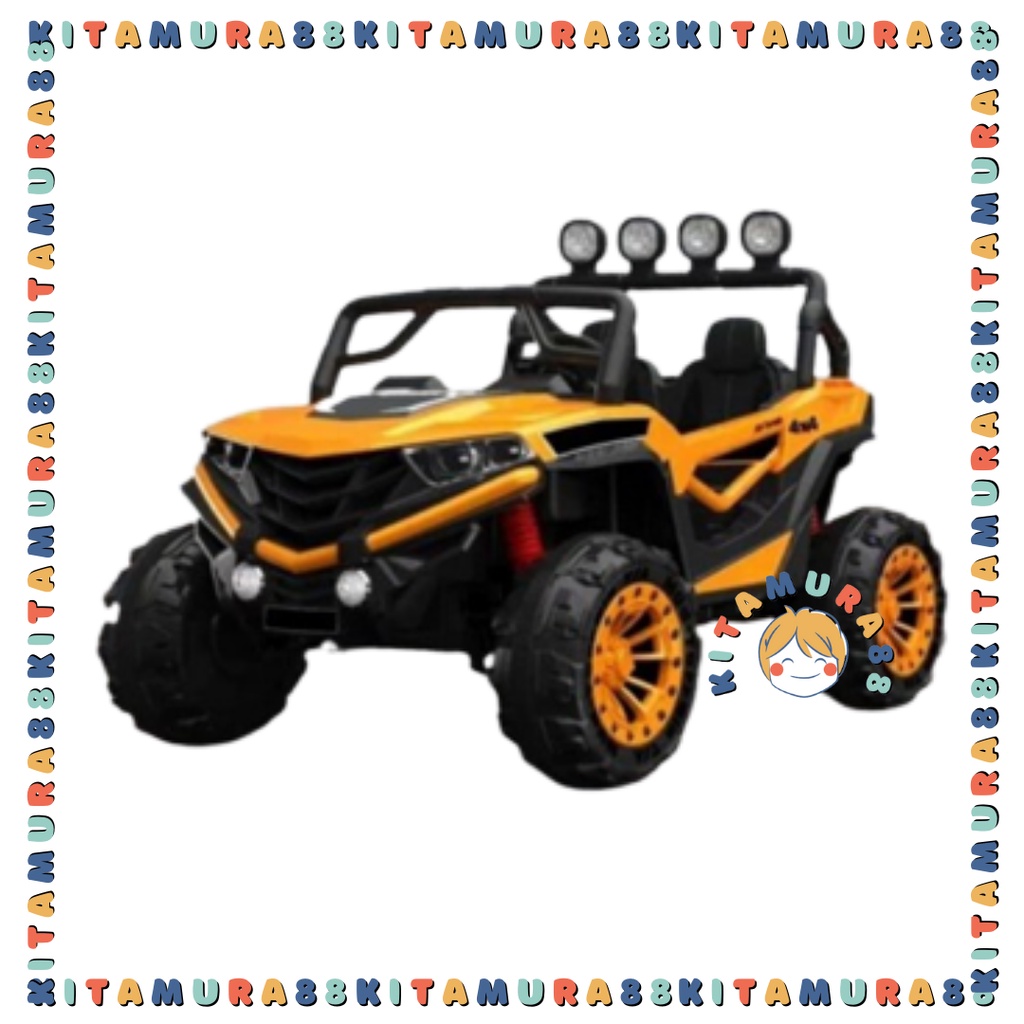 MAINAN ANAK/MAENAN MOBIL JEEP OFF ROAD AKI/YUKITA 90 MONSTER ADA REMOTE BAN KARET 12 VOLT 10 AH UKURAN BESAR