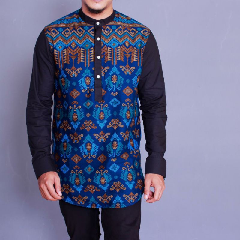Baju Koko Kurta Batik Songket Pria Islami Black