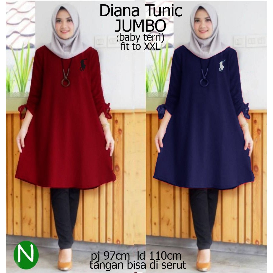 46478 JUMBO  diana tunic baju  tunik jumbo  atasan  muslim 