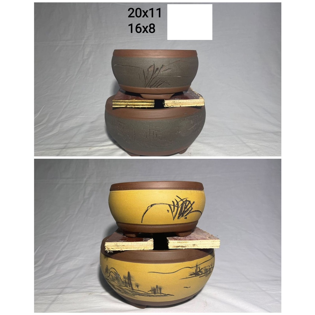 NEW  20cm Pot Keramik Bonsai Bunga Import Murah Berkualitas Model bulat