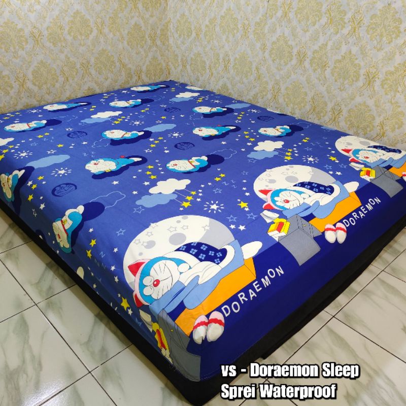 SPREI WATERPROOF MOTIF SPREI ANTI OMPOL 120 160 180 200-WP Doraemon Sleep