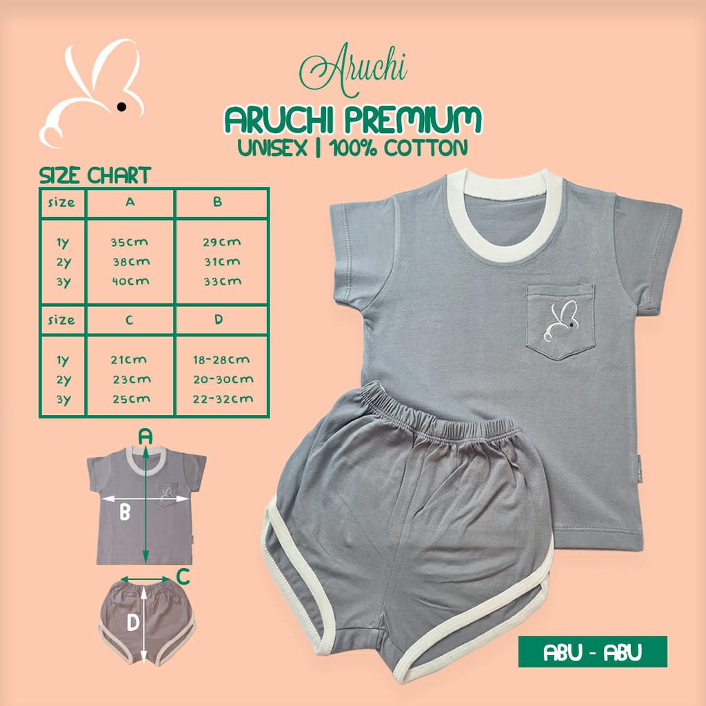 PROMO Setelan Pocket Tee RETRO SET ARUCHI BOY GIRL UNISEX Pakaian Bayi 1-6 Thn