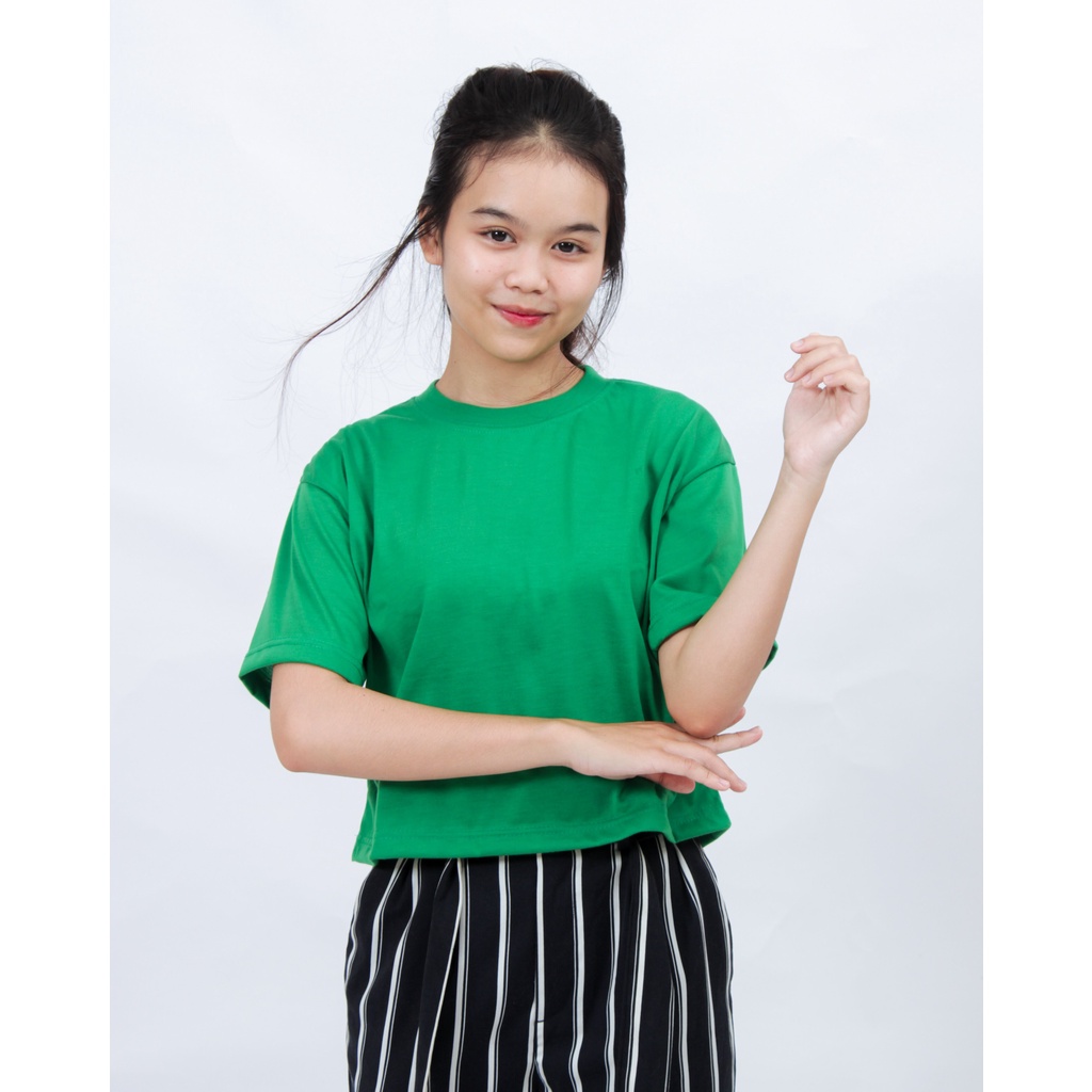 CUCI GUDANG Baju Atasan Wanita Terbaru Kaos Crop Top Oblong Wanita Cotton Polos