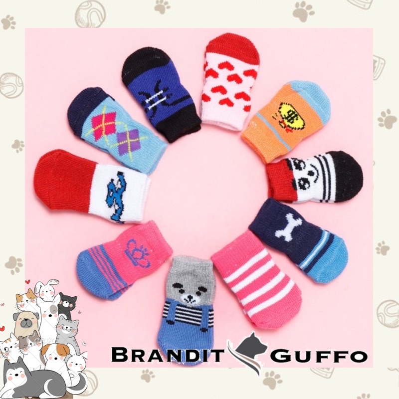 Kaos kaki anjing kucing pet socks dog cat hewan anti licin anti slip katun