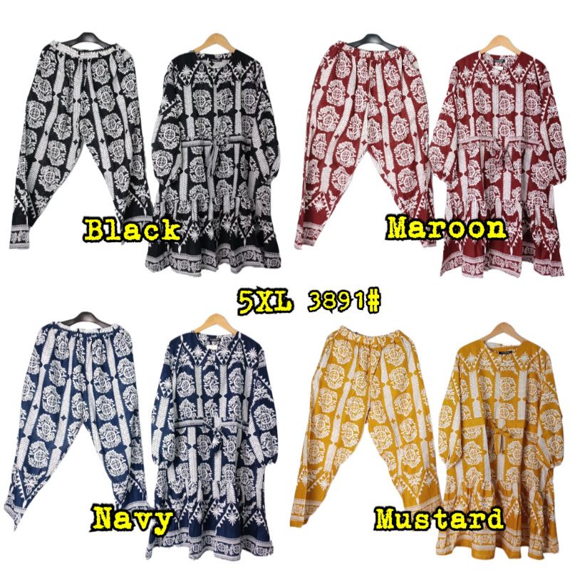 JOSJOLI_STORE/Stelan Tunik Bigsize Ethnik/Stelan Katun Rami Linen Jumbo 5XL/XXXXXL LD 130cm