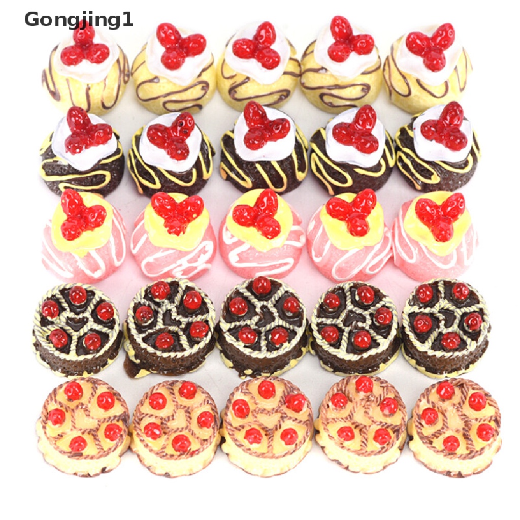 Gongjing1 5 PCs Miniatur Kue Krim Palsuartificial Bahan Resin Untuk Dekorasicraft DIY