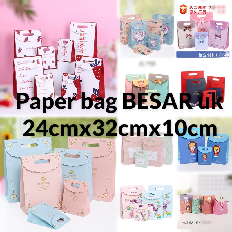 Paper Bag Besar Paper Bag bunga tas kertas baju tas ulang tahun souvenir pembungkus kado valentines