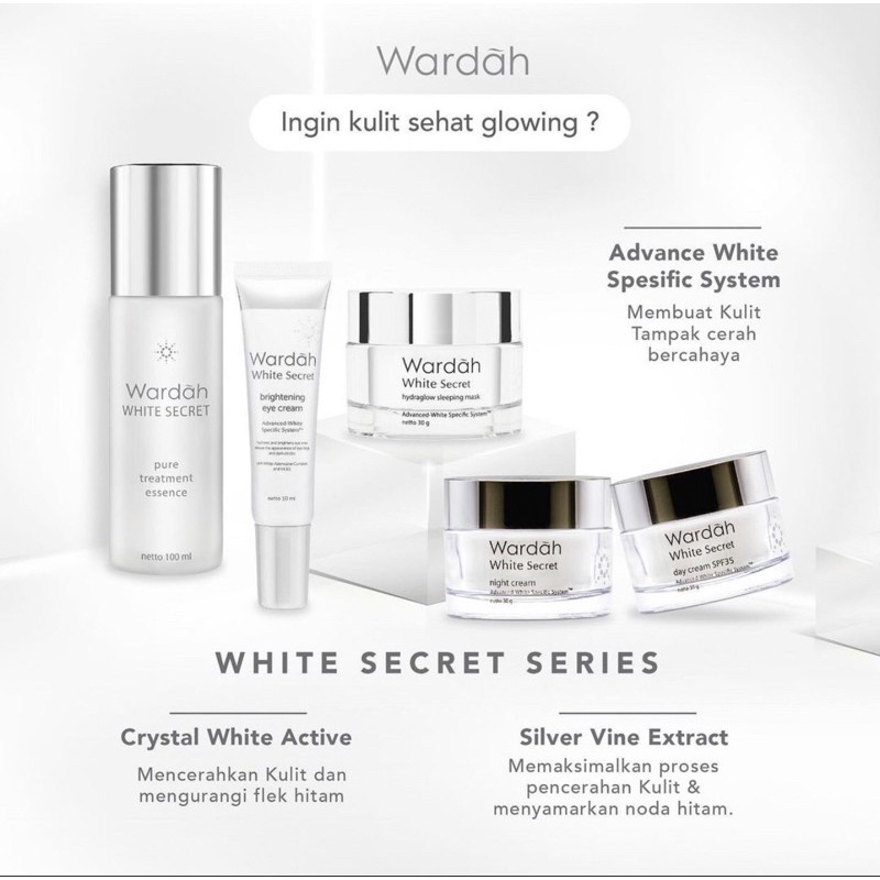 ⭐BAGUS⭐ WARDAH WHITE / CRYSTAL SECRET SERIES Satuan | Facial Wash Day Night Cream Essence / Cleanser